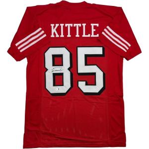 imageAutographedSigned George Kittle San Francisco Red Alternate Football Jersey Beckett BAS COA