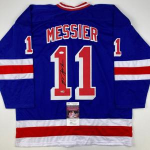 imageAutographedSigned Mark Messier New York Blue Hockey Jersey JSA COA