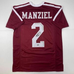 imageFacsimile Autographed Johnny Manziel Texas AampampM Maroon Reprint Laser Auto College Football Jersey Size Mens XL