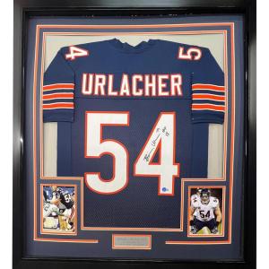 imageFramed AutographedSigned Brian Urlacher 35x39 HOF 18 Chicago Blue Football Jersey Beckett BAS COA