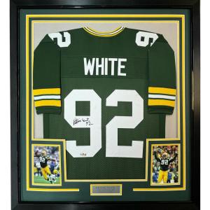 imageFramed Facsimile Autographed Reggie White 35x39 Green Bay Green Reprint Laser Auto Football Jersey Size Mens XL