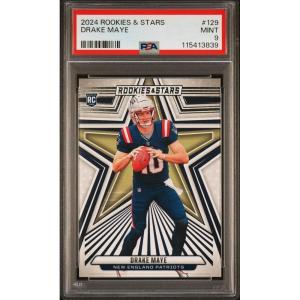 imageGraded 2024 Panini Rookies ampamp Stars Drake Maye 129 Rookie RC Football Card PSA 9 Mint