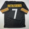imageFacsimile Autographed Ben Roethlisberger Pittsburgh Black Reprint Laser Auto Football Jersey Size Mens XL