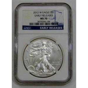 image2012 W Burnished America Silver Eagle Early Release 1 NGC MS70  The Perfect Coin 