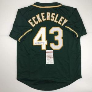 imageAutographedSigned Dennis Eckersley Oakland Green Baseball Jersey JSA COA
