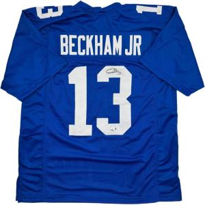 imageAutographedSigned Odell Beckham Jr New York Blue Football Jersey JSA COA