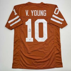 imageAutographedSigned Vince Young Texas Orange College Football Jersey JSA COA