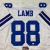 imageAutographedSigned CeeDee Lamb Dallas White Football Jersey JSA COA