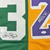imageAutographedSigned Larry Bird ampamp Magic Johnson Dual Basketball Jersey JSA COA