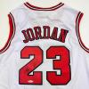 imageAutographedSigned Michael Jordan Chicago White Basketball Jersey Upper Deck UDA COA