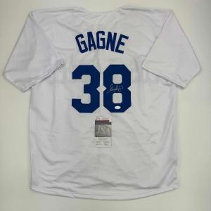 imageAutographedSigned Eric Gagne Los Angeles LA White Baseball Jersey JSA COA