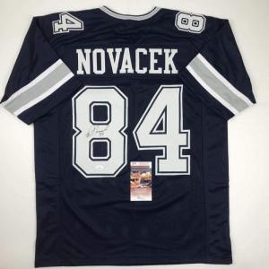 imageAutographedSigned Jay Novacek Dallas Dark Blue Football Jersey JSA COA