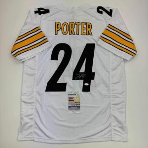 imageAutographedSigned Joey Porter Jr Pittsburgh White Football Jersey JSA COA
