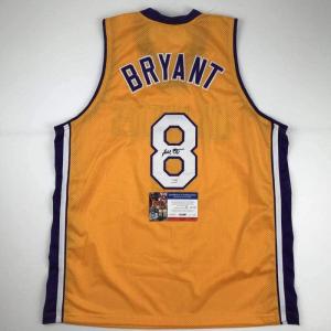imageAutographedSigned Kobe Bryant 8 Los Angeles Yellow Basketball Jersey PSADNA COA