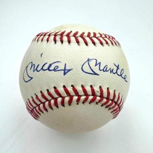 imageAutographedSigned Mickey Mantle Rawlings Official American League ROA Sweet Spot Baseball JSA 9 Graded LOA