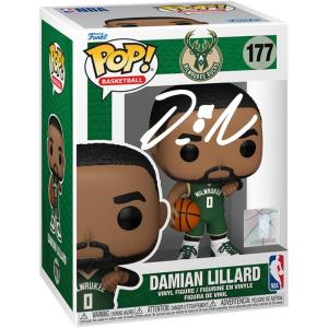 imageDamian Lillard 177 Facsimile Signed Reprint Laser Autographed Funko POP Basketball NBA Milwaukee Bucks Figurine with Protector Case