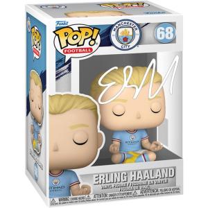 imageErling Haaland 68 Facsimile Signed Reprint Laser Autographed Funko POP Soccer Manchester City Figurine with Protector Case