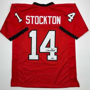 imageFacsimile Autographed Gunner Stockton Georgia Red Reprint Laser Auto College Football Jersey Size Mens XL