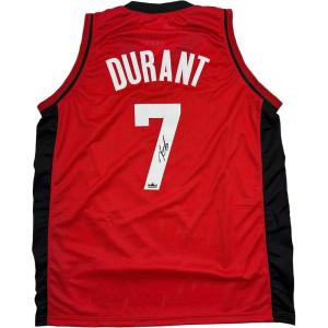 imageFacsimile Autographed Kevin Durant Houston Red Reprint Laser Auto Basketball Jersey Size Mens XL
