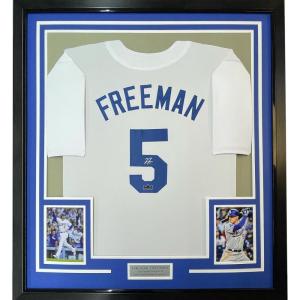 imageFramed Facsimile Autographed Freddie Freeman 35x39 Los Angeles LA White Reprint Laser Auto Baseball Jersey