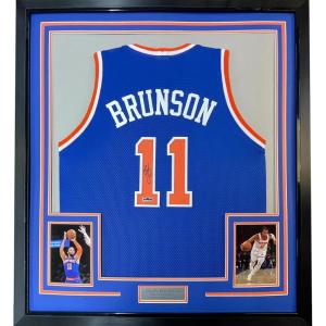 imageFramed Facsimile Autographed Jalen Brunson 35x39 New York Blue Reprint Laser Auto Basketball Jersey