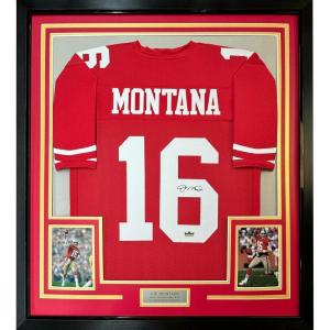 imageFramed Facsimile Autographed Joe Montana 35x39 San Francisco 49ers Red Reprint Laser Auto Football Jersey
