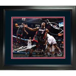 imageFramed LeBron James ampamp Dwyane Wade Miami Heat Dual Facsimile Laser Engraved Signature Auto 11quotx14quot Basketball Photo HOFSM Holo