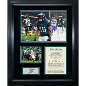 imageFramed Saquon Barkley 2024 NFL Offensive Player of the Year Philadelphia Eagles Facsimile Laser Engraved Signature Auto Football 11quotx14quot Photo Sig Collage