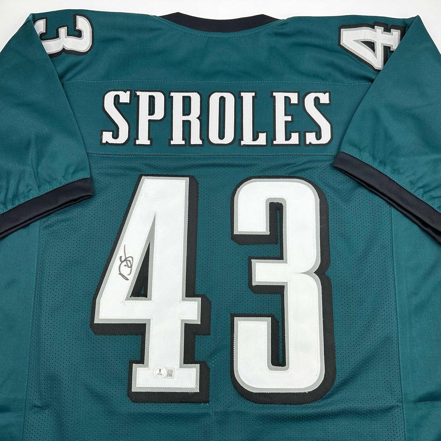 imageAutographedSigned Darren Sproles Philadelphia Green Football Jersey Beckett BAS COA