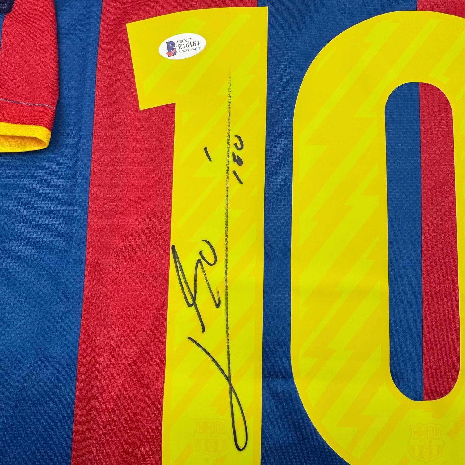 imageAutographedSigned Lionel Leo Messi FC Barcelona Soccer Jersey Beckett BAS COA 3
