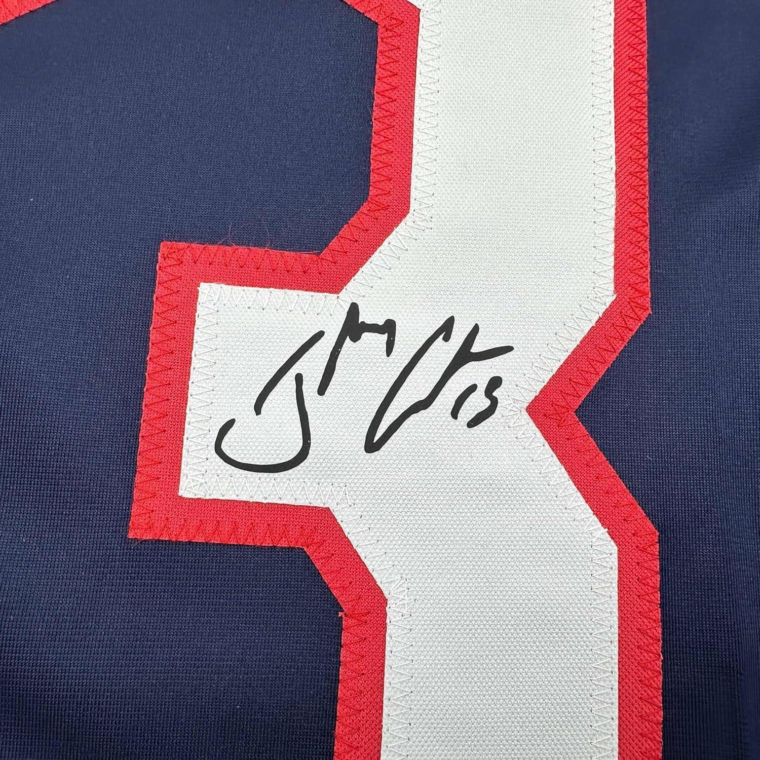 imageFramed Facsimile Autographed Johnny Gaudreau 35x39 Columbus Blue Reprint Laser Auto Hockey Jersey