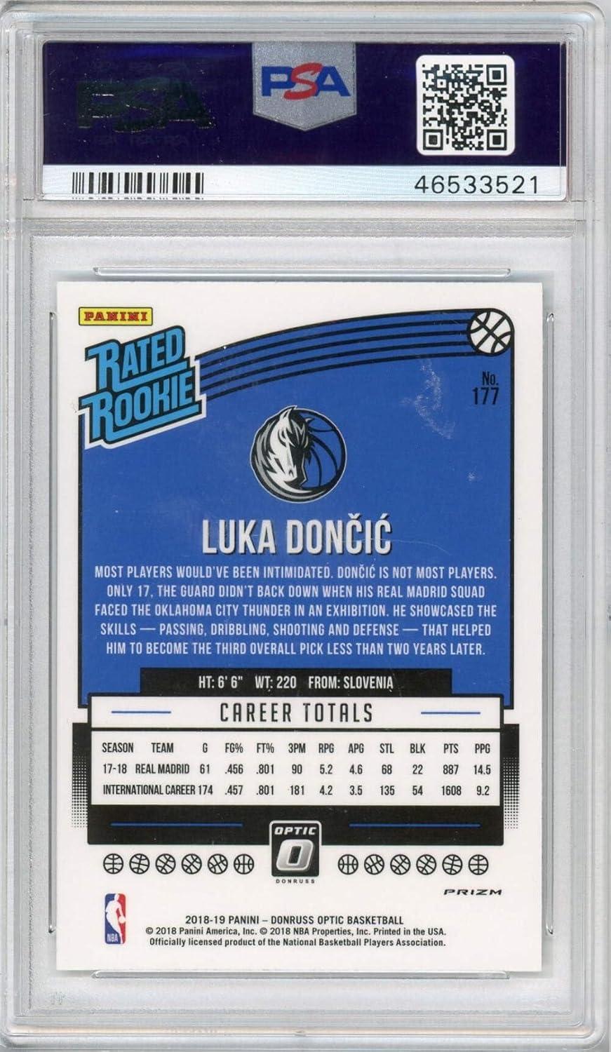 imageGraded 2018 Panini Donruss Luka Doncic 177 Rookie RC Basketball Card PSA 10 Gem Mint