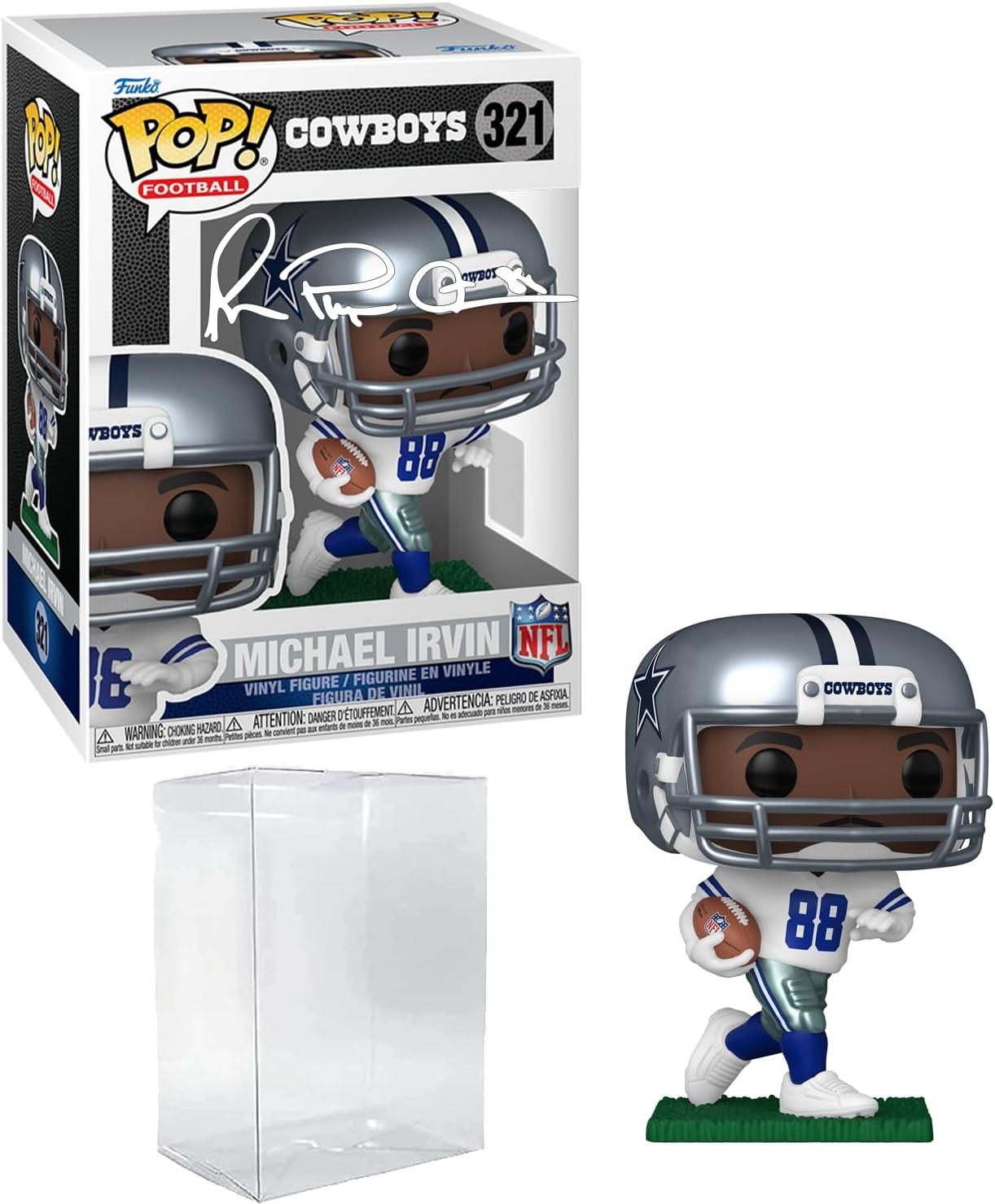 imageMichael Irvin 321 Facsimile Signed Reprint Laser Autographed Funko POP Football NFL Dallas Cowboys Figurine with Protector Case
