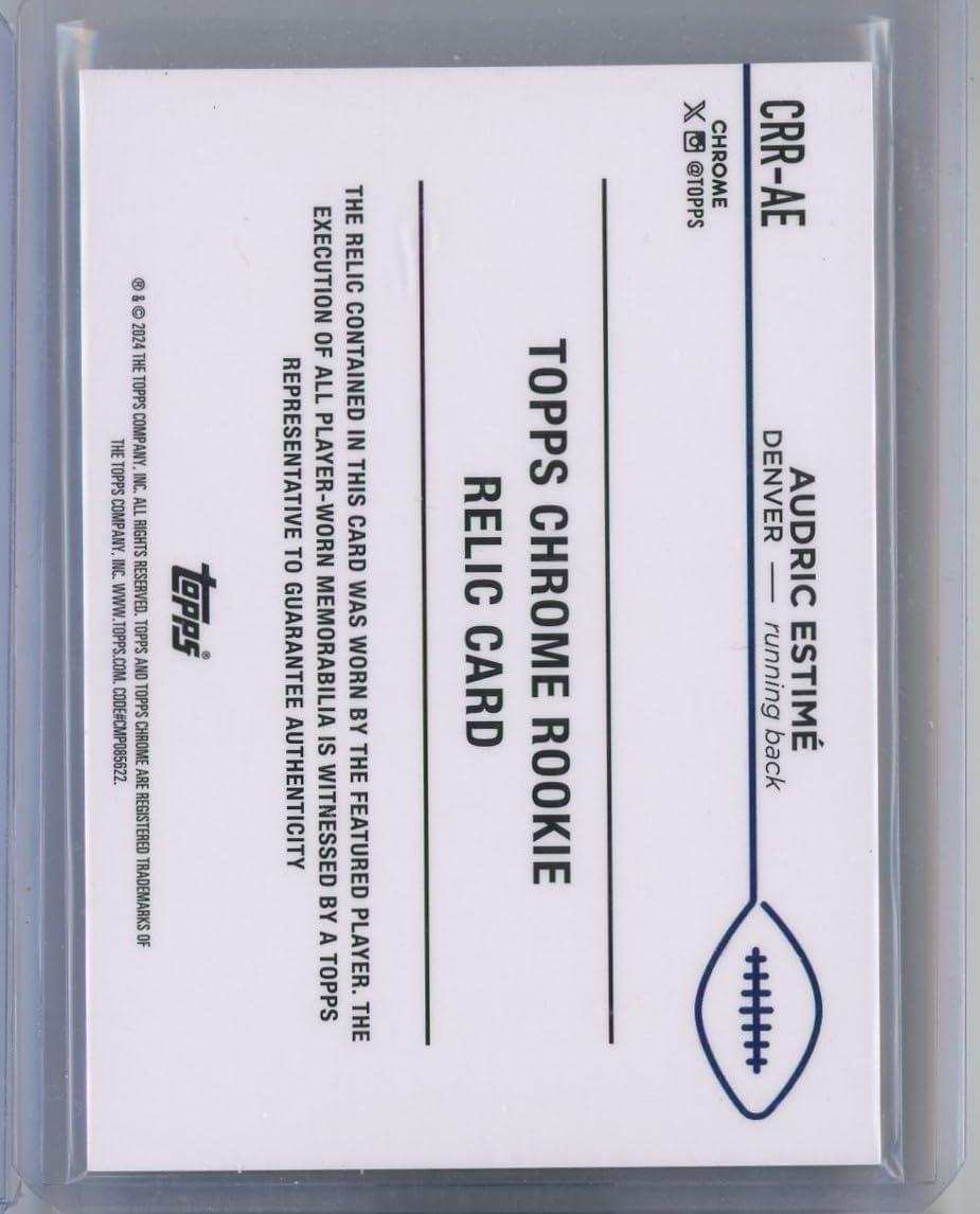 imageVintage 2024 Topps Chrome Audric Estime CRRAE Relic Rookie RC Football Card