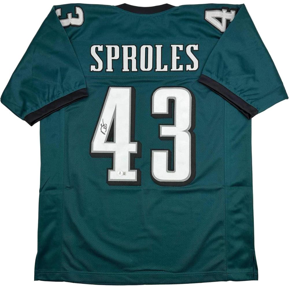 imageAutographedSigned Darren Sproles Philadelphia Green Football Jersey Beckett BAS COA