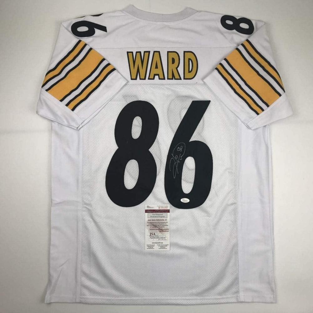 imageAutographedSigned Hines Ward Pittsburgh White Football Jersey JSA COA