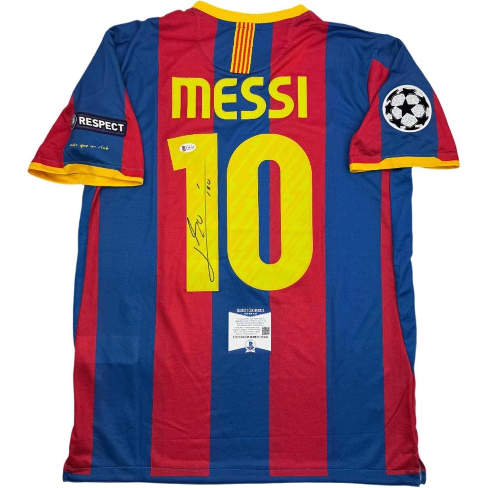 imageAutographedSigned Lionel Leo Messi FC Barcelona Soccer Jersey Beckett BAS COA 3