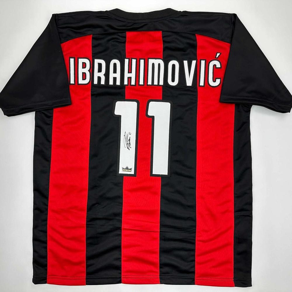 imageFacsimile Autographed Zlatan Ibrahimovic AC Milan BlackRed Reprint Laser Auto Soccer Jersey Size Mens XL