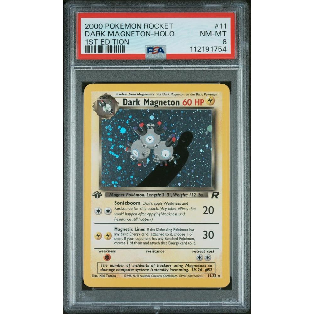imageGraded 2000 PKM Rocket Dark Magneton 11 Holo First 1st Edition Trading Card Game PSA 8 Near Mint