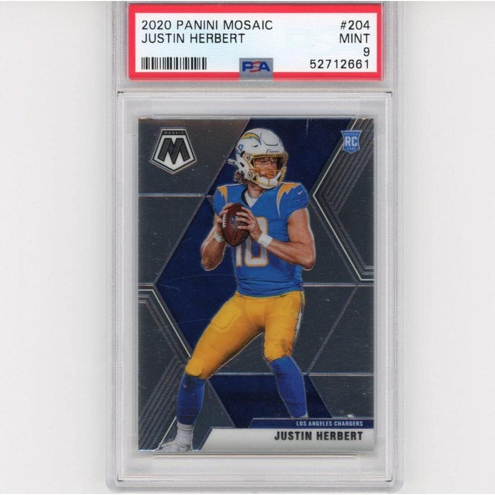 imageGraded 2020 Panini Mosaic Justin Herbert 204 Rookie RC Football Card PSA 9 Mint