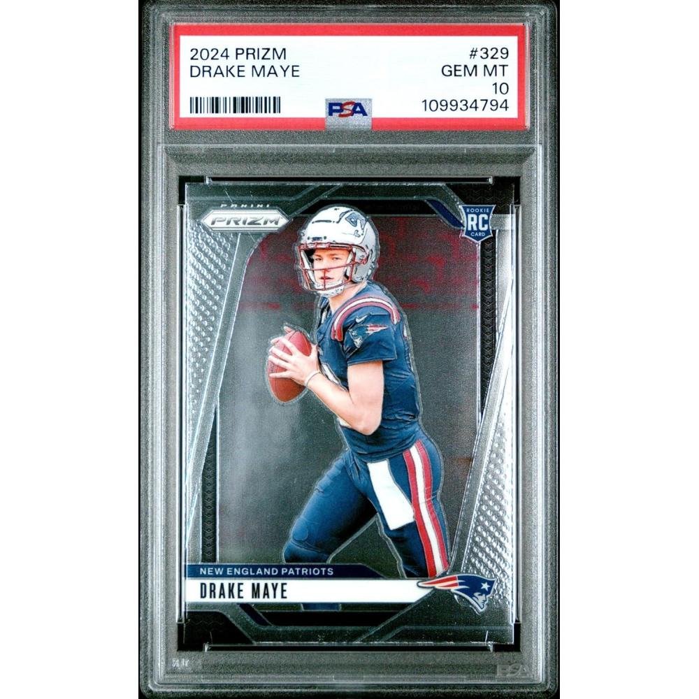 imageGraded 2024 Panini Prizm Drake Maye 329 Rookie RC Football Card PSA 10 Gem Mint