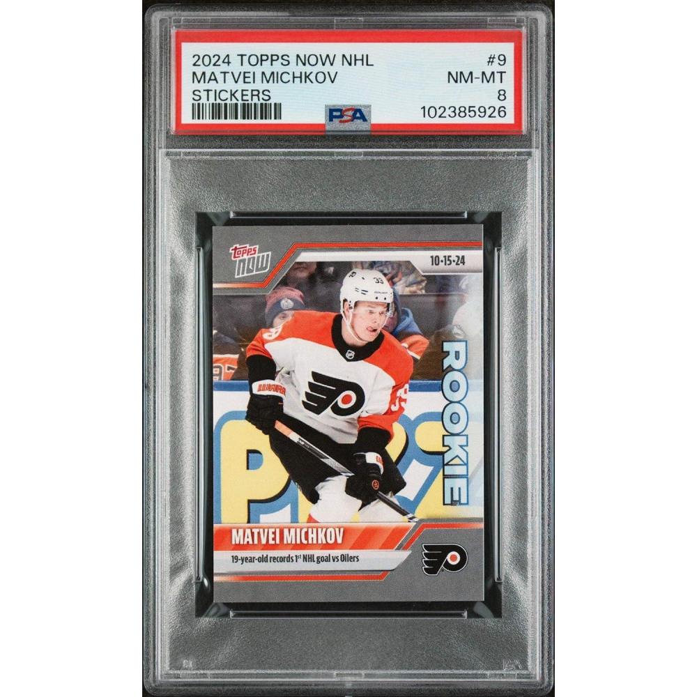 imageGraded 2024 Topps Now NHL Matvei Michkov 9 Stickers Rookie RC Hockey Card PSA 8 Near Mint