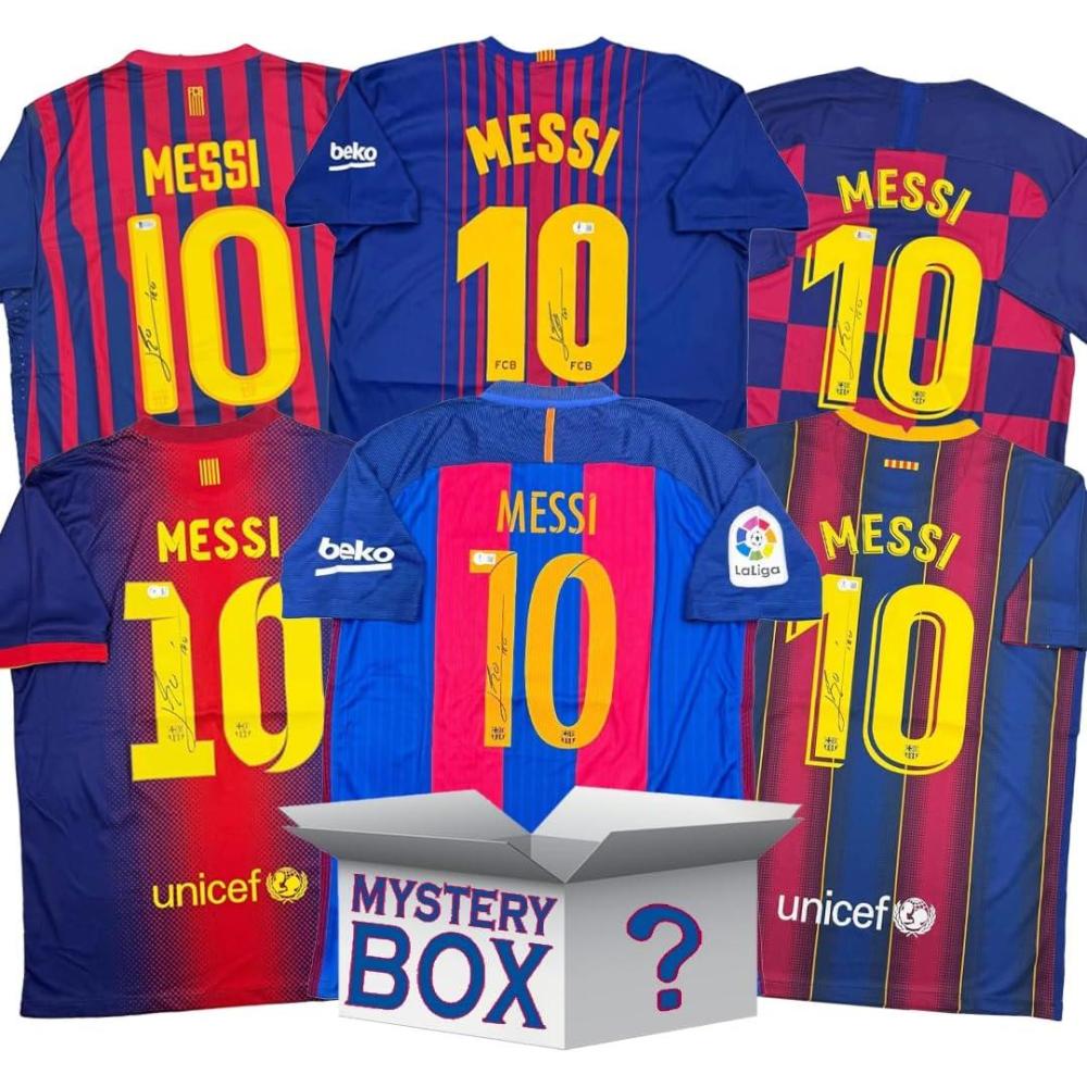 imageLionel Messi FC Barcelona Home Jersey AutographedSigned Soccer Jersey Mystery Box with Beckett COA