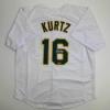 imageFacsimile Autographed Nick Kurtz Oakland White Reprint Laser Auto Baseball Jersey Size Mens XL