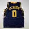 imageFacsimile Autographed Tyrese Haliburton Indiana Blue Reprint Laser Auto Basketball Jersey Size Mens XL