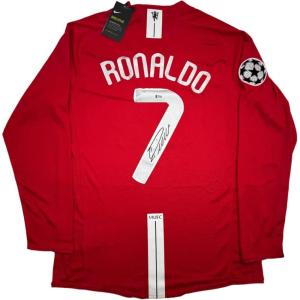 imageAutographedSigned Cristiano Ronaldo Manchester United Red Soccer Jersey Beckett BAS COA