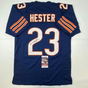 imageAutographedSigned Devin Hester Chicago Blue Football Jersey JSA COA