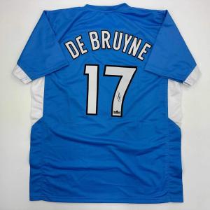 imageFacsimile Autographed Kevin De Bruyne Manchester City Blue Reprint Laser Auto Soccer Jersey Size Mens XL