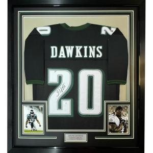 imageFramed AutographedSigned Brian Dawkins 33x42 Philadelphia Black Football Jersey JSA COA