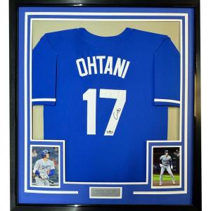 imageFramed Facsimile Autographed Shohei Ohtani 35x39 Los Angeles LA Blue Reprint Laser Auto Baseball Jersey